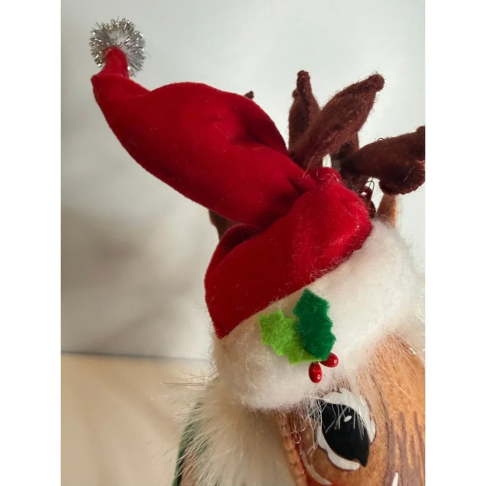 Annalee Alpine Reindeer Christmas Figure 2013 Santa Hat Holiday Decor